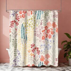 East Urban Home 3D Digital Printing Botanical Watercolor Floral Shower Curtain